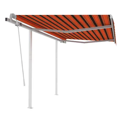 vidaXL Manual Retractable Awning with Posts 3x2.5 m Orange and Brown Outdoor