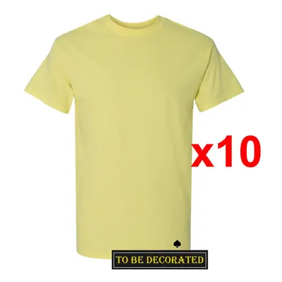 (XL) Packs Gildan T-SHIRT Basic Tee - 5XL Small Big Men Heavy Cotton (Corn Silk)