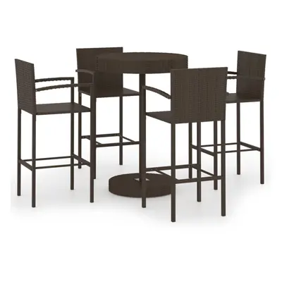 vidaXL Garden Bar Set Piece Poly Rattan Brown Patio Outdoor Table and Chairs