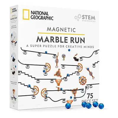 NATIONAL GEOGRAPHIC Magnetic Marble Run - 75-Piece STEM Building Set for Kids & Adults with Magn