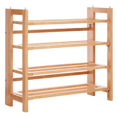 4-Tier Folding Shoe Rack, Rubberwood, Wood, Natural