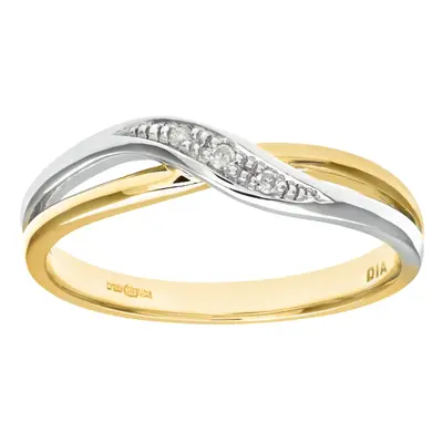 (N) Jewelco London Ladies 9ct Yellow Gold Diamond Crossover Ring