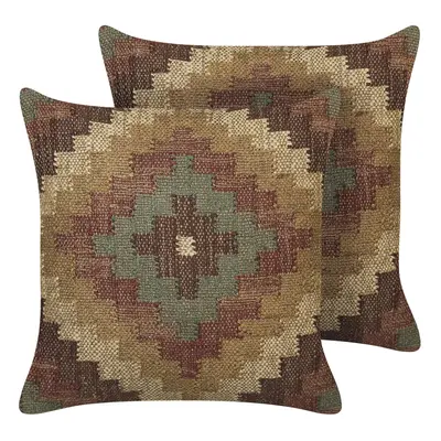 Set of Jute Cushions x cm Multicolour MAGURI