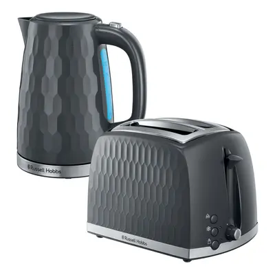 Russell Hobbs Honeycomb Slice Toaster & Kettle Set, Grey