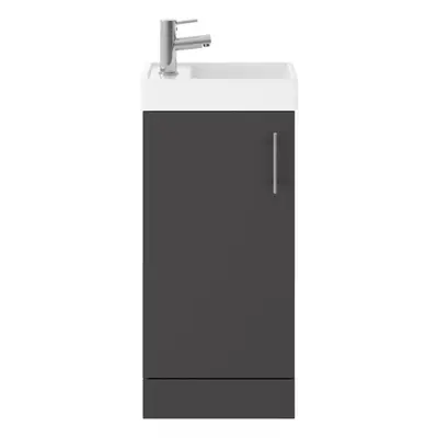 Saint Cloakroom Floor Standing Door Vanity Unit with Basin, 400mm - Gloss Grey - Balterley