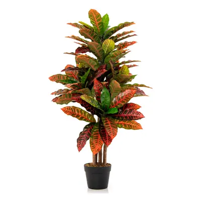 100CM Artificial Croton Plant Fake Palm Tree W/Colorful Variegated Leaves