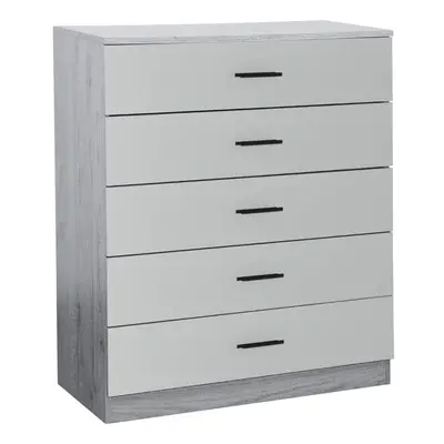 (Ash Grey Carcass+ Grey Drawers, 5) Or Drawer Wooden Bedroom Chest Cabinet Modern Wide Storage C