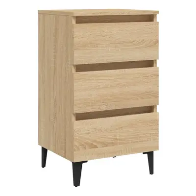 vidaXL Bed Cabinet with Metal Legs Sonoma Oak Bedroom Nightstand Side Table