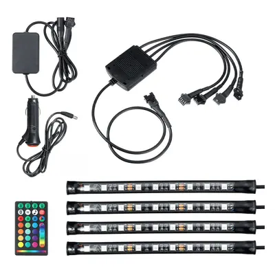 4PCS 9LED RGB Strip Lights Underglow Underbody Remote Control Decorative Floor Atmosphere Strip 