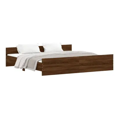 (brown oak, x cm) vidaXL Bed Frame with Headboard and Footboard Mattress Foundation Bed Base