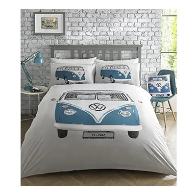 Volkswagen VW Official Licensed 'On Tour' design, Campervan Duvet Quilt Cover Set, Bedding (King