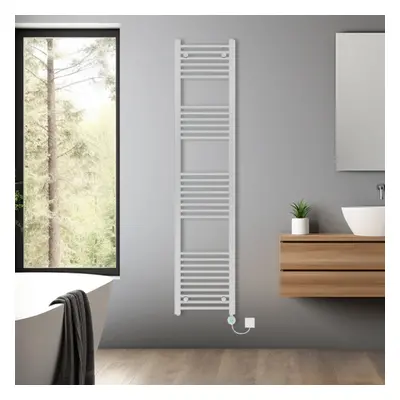 (Chrome, 1800x400mm) Pre-filled Bathroom Straight Electric Heated Towel Rail Radiator Thermostat