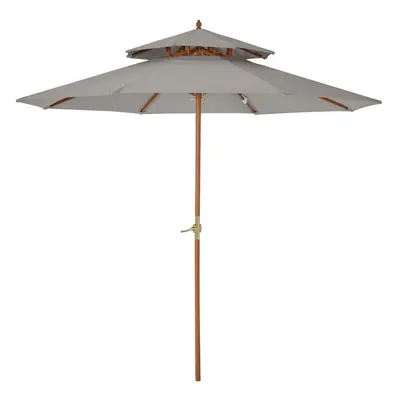 Outsunny Wood Patio Parasol Sun Shade Outdoor Garden Umbrella Canopy Grey