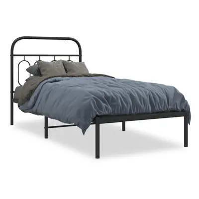 (black, x cm/ with headboard) vidaXL Metal Bed Frame with Headboard and Footboard Bed Base Black