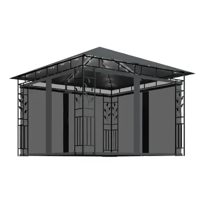 vidaXL Gazebo with Mosquito Net & LED String Lights 3x3x2.73 m Anthracite