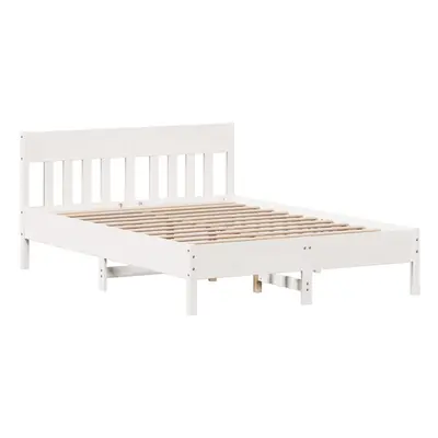 (white, x cm) vidaXL Bed Frame with Headboard Wax Brown 150x200 cm King Size Solid Wood Pine