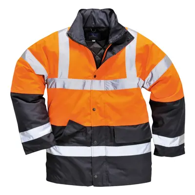 (S, Orange/Navy) Portwest Unisex Hard-wearing Hi Vis Traffic Jacket / Safetywear / Workwear