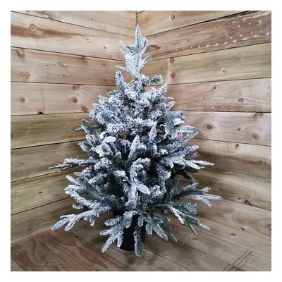 90cm Snow Flocked Lapland 3ft Mini Christmas Tree in Pot Tips