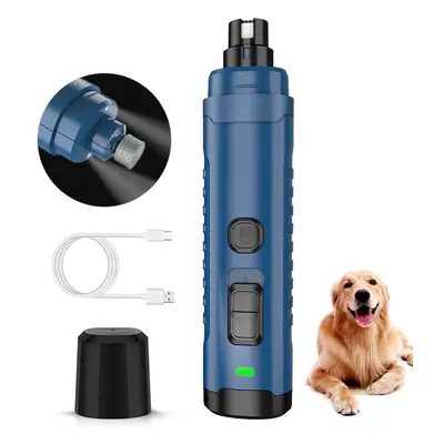 (Blue) Speed Dog Nail Grinder Upgraded Professional LED Lighting Pet Nail Trimmer Rechargeable, 