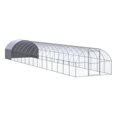 vidaXL Outdoor Chicken Coop 3x16x2 m Galvanised Steel Garden Poultry House