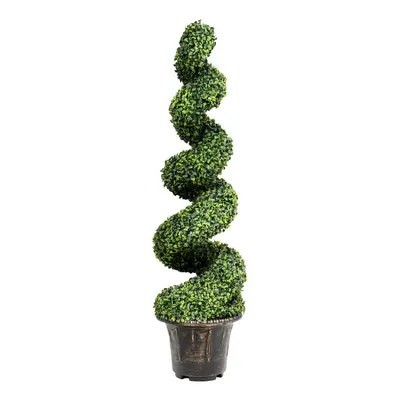 120cm Artificial Boxwood Spiral Tree Faux Tree Fake Greenery Tree