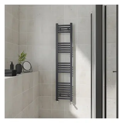 (Curved, 1400x300mm) Warmehaus Heated Towel Rail Anthracite Bathroom Ladder Style Radiator Grey 