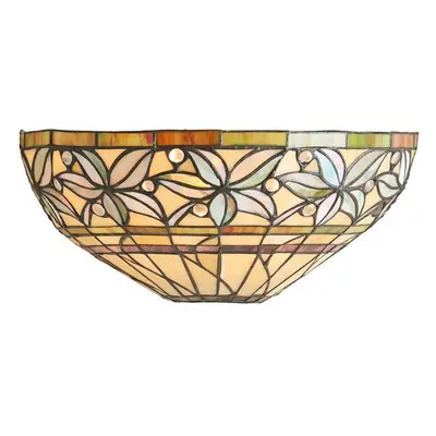 Tiffany Glass Wall Light Cream & Autumn Flower Shade Interior Sconce i00236