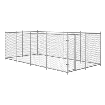 vidaXL Outdoor Dog Kennel Lockable 8x4m Galvanised steel Outdoor House Cage