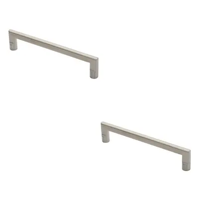 2x Flat D Bar Door Pull Handle x 15mm 300mm Fixing Centres Satin Steel