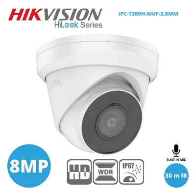 8MP HIKVISION HILOOK IP METAL TURRET CAMERA WITH BUILT IN MIC