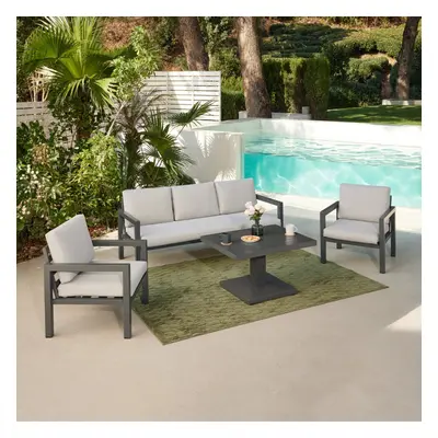 (Lounge Set, Rising Table) Bahia Aluminium Garden Furniture Set