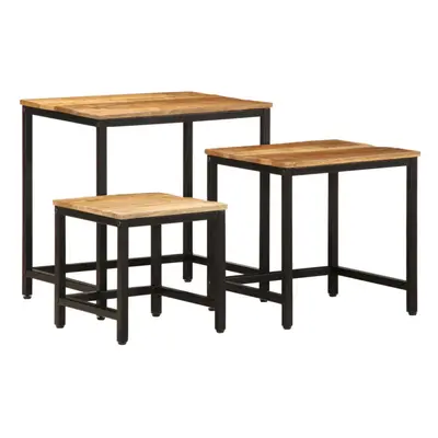 vidaXL Nesting Side Tables Coffee Nesting Table pcs Solid Rough Wood Mango