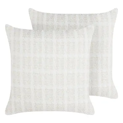 Set of Cushions Checked DOURIS x cm Light Beige