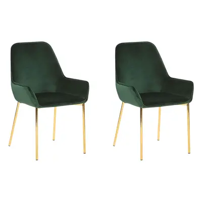 Set of Dining Chairs LOVERNA Velvet Dark Green