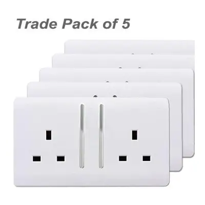 Trendi Switch Gang Artistic Modern Glossy Amp Electrical Long Switched Plug Socket White x5