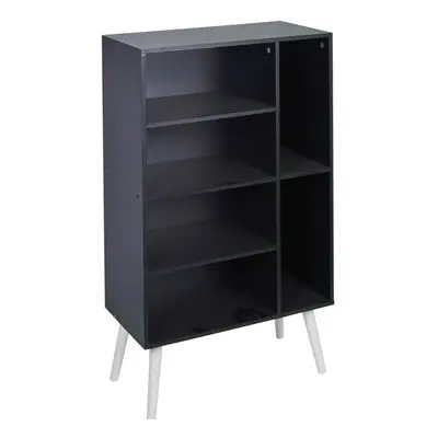 (White) Section Black Wooden Storage Bookcase Style Legs