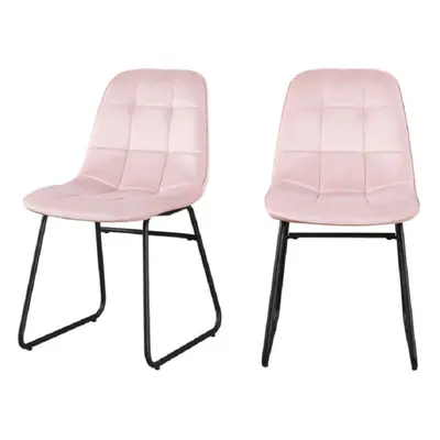 Lukas Chair Pink Dining Chair x2 Velvet Fabric Priced per Pair