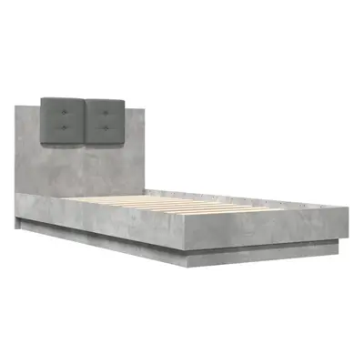 vidaXL Bed Frame with Headboard Bed Concrete Grey 100x200 cm Engineered Wood