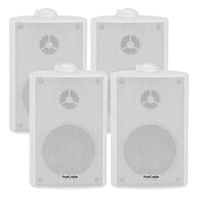 4x 6.5" 120W White Outdoor Rated Garden Wall Speakers Wall Mounted 8Ohm & 100V