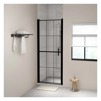 vidaXL Shower Door Tempered Glass Black Bathroom Washroom Accessory Enclosure