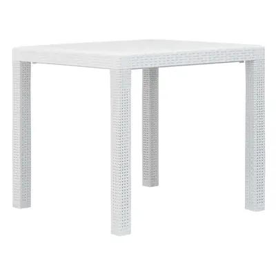 vidaXL Garden Table White 79x79x72cm Plastic Rattan Look Outdoor Furniture