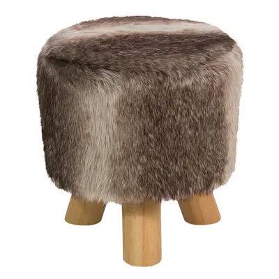 Faux Fur Footstool Brown and Beige TOPEKA