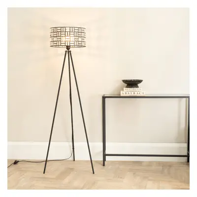 ValueLights Elise Jewel Shade Black Tripod Floor Lamp with LED Bulb