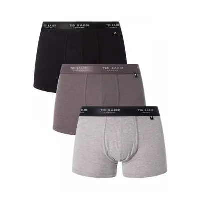 (M) 3-Pack Contrast Logo Boxer Trunks, Grey Mix