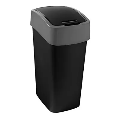 229411Â Flip Bin Plastic Black/Silver 29.4Â x 37.6Â x 65.3Â cm 50Â