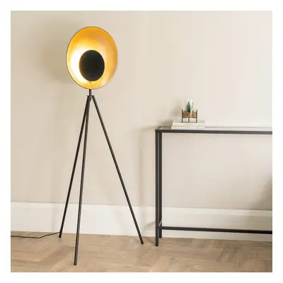 ValueLights Saffy Black Integrated LED Tripod Metallic Shade Floor Lamp