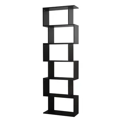 (Black, Tier) Wooden S-Shaped Display Bookcase Storage Divider