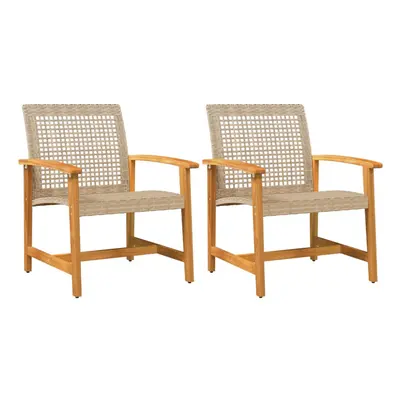 vidaXL Garden Chairs Outdoor Chair pcs Beige Poly Rattan and Acacia Wood