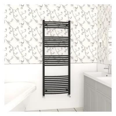 (1600x600mm, Black) NRG Curved Central Heating Towel Rail Bathroom Heated Rad Radiators Ladder W