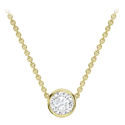 Jewelco London 18ct Yellow Gold Diamond Donut Bezel Slider Solitaire Necklace 0.9mm 18" 45cm 14p